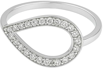 Tolldek Weißgold 375 9K Hochzeitsring Echt Gold Schmuck, Zierlich Freundschaftsringe mit Diamant, Diamantring Au375 Gold, Gr.57 (18.1)