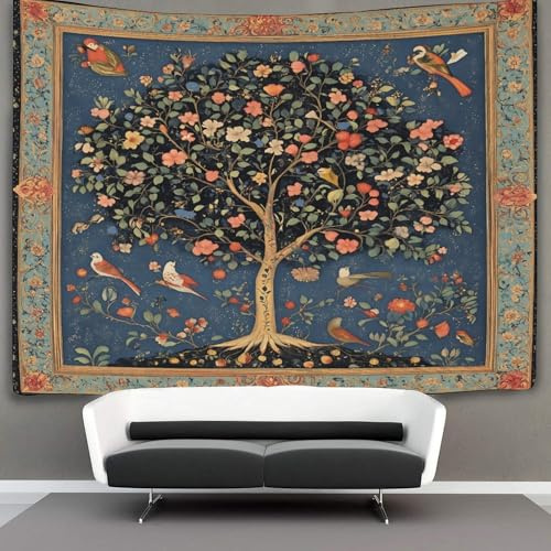 kaiyun Arte floral del árbol Tapiz Para Colgar En La Pared Estilo Miniatura Persa Tapices Estéticos,decoración De Dormitorio, Sala De Estar,dormitorio 180cmx230cm