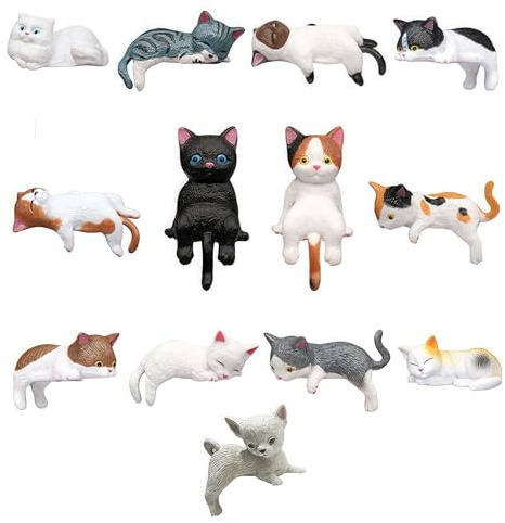 Domefahaso 13 Mini Figuras de Gato realistas en Resina para Interior