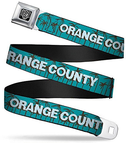 Buckle-Down Sicherheitsgurt – Orange Country / Palmen Blau/Braun/Hellblau – 2,5 cm breit – 50,8–91,4 cm lang - mehrfarbig - 4 cm Breit-81/132 cm Länge