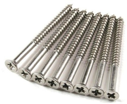 Hinge Outlet Satin Nickel Wood Screws 9 X 2 1/2 Inch for Residential Door Hinges - 24 Pack