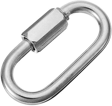 Constrabo® | 1x Maglia Rapida Quick Link in acciaio inossidabile AISI 316 (V4A) 10 mm Ø | Moschettone a vite con capacità di sollevamento di 1600 kg | Connettore a Vite, Maillon Rapide, Chain Link