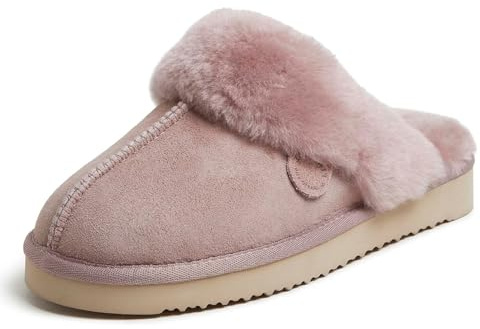 Fireside by Dearfoams Women's Sydney Shearling Slippers, Dusty Pink, 10