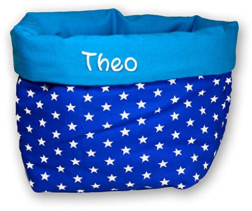 Aufbewahrungskörbchen blau Utensilo Sterne mit Namen Stoffkörbchen für Kinder personalisiert Stoffkorb Kinderzimmer Ordnung