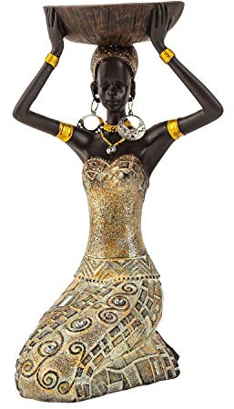 Lifestyle & More Scultura moderna figura decorativa donna africana oro/marrone altezza 22 cm