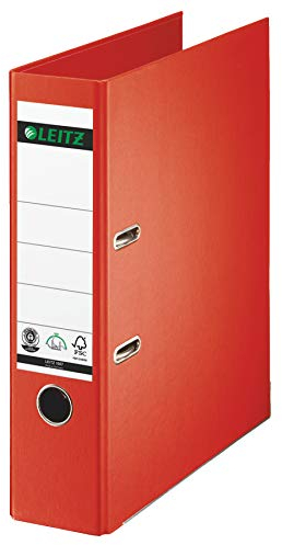 Leitz Qualitäts-Ordner (Spezialpapierkaschierung in Leinenprägung, A4, 8 cm Rückenbreite) (hellrot | 5er Pack)
