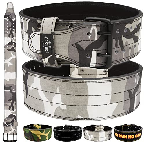 C.P. Sports Powerlifting - Gürtel, Trainingsgürtel, Gewichthebergürtel, Fitnessgürtel, Bodybuilding, Gewichtheben (Camo-Weiß, XL=98-124cm)