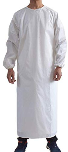 SSB Wasserdichte Arbeitsschürze für Damen und Herren, extra lang, säure- und laugenbeständig, industrielle Schürze, verdickte langärmlige Küchenschürze C 120 x 130 cm