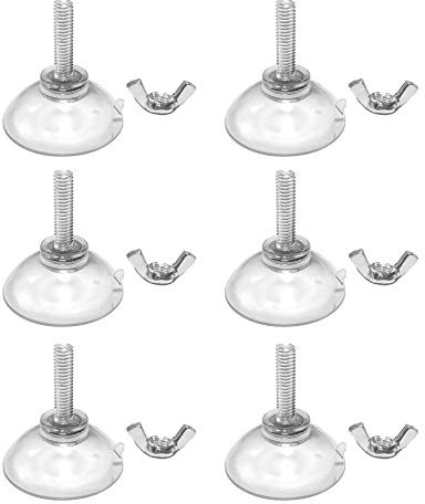 Starke Transparente Klares PVC M6 Verlängertes Gewinde Lange Schraube Saugnapf Haken Mit Mutter,Durchmesser 4,4 cm,Schraubenlänge 2,2 cm (6 PCS, L-M6-D44-WING NUT)