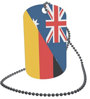 U24 Dog Tag Erkennungsmarke ID Tag an Kette Flagge Australien-Deutschland Alu 30 x 50 mm