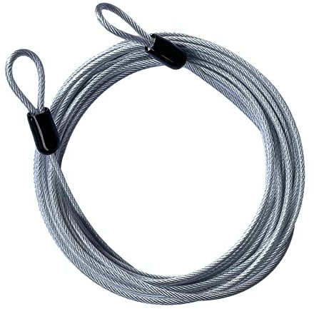 GOMRQING 15FT 3mm Outdoor Travel Long Security Cable Lock,Braided Steel Coated Safety Cable Luggage Lock,Safety Cable Wire Rope Double Loop Lightweight (1 Pack)