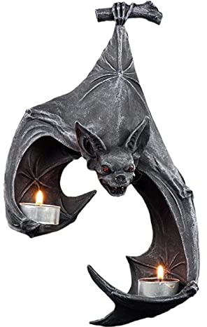 RTEY Fledermaus-Wand-Teelichthalter, Kerzenhalter, Fledermaushalter, Wanddekoration, Gothic, Halloween-Dekoration für Zuhause, Büro