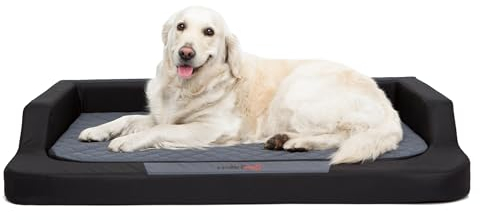 Hundebett für kleine, mittelgroße und Grosse Hunde - orthopädische Hundesofa mit Memory Foam - Ergonomisches Hundekissen - Hundeliegen - Bezug abnehmbar und abwaschbar - Größe: L - Schwarz mit Grau