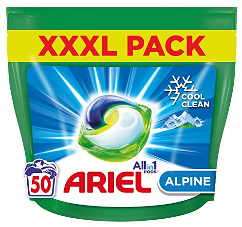 Ariel All-in-1 Pods, Lessive Liquide/Lessive En Capsules/Tablettes 50 Lavages, Alpine, Efficacité Exceptionnelle Contre Les Taches Même A Des Températures Plus Froides, Parfum Frais De Propreté