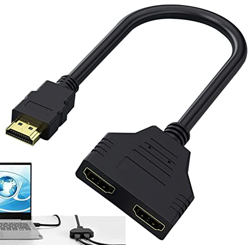 Joyivike Splitter 1 in 2 Out, 1080P HDMICable H-DMI Male to Dual H-DMI Female, Répartiteur H-DMI 4K Répartiteur H-DMI, pour Téléviseurs HD, Lecteurs, Convertisseur