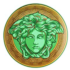Versace - Amplified Piatto Piattino 17cm Verde Oro Porcellana