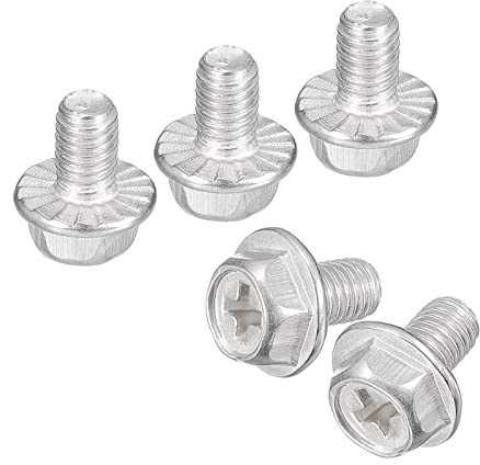 sourcing map M5x8mm Phillips Hex Head Flange Bolts, 10pcs 304 Stainless Steel Hexagon Phillips Flange Head Hex Bolts Machine Screws