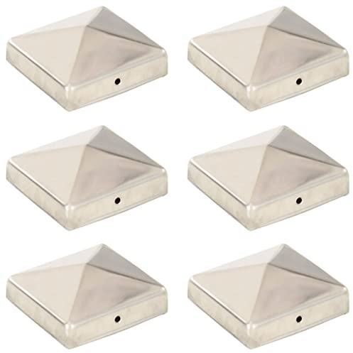 vidaXL Pfostenkappen 6 Stk. Pyramide Edelstahl 81 x 81 mm