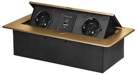 Miratic Schreibtisch Steckdose Tischsteckdose Versenkbar Modern Steckdose Versenkbar mit Flachem Rand kein Stromkabel mit 2X USB-Ladegerät (Typ A und C; 3,6A)
