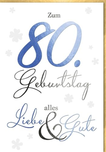 Verlag Dominique A4 Maxi Geburtstagskarte 80. Geburtstag A4, Kleeblätter - mit Umschlag