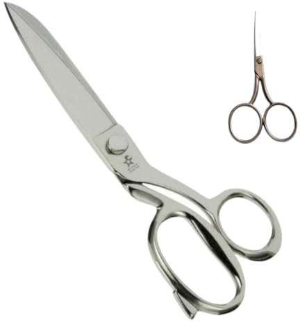 GIFAZ Forbici da Sarta Professionali TAGLIATUTTO in Acciaio al carbonio nichelato IN OMAGGIO UNA FORBICE PER RICAMO Resistenti ed Affilate per Taglio e Sartoria - Made in Italy Cm. 26