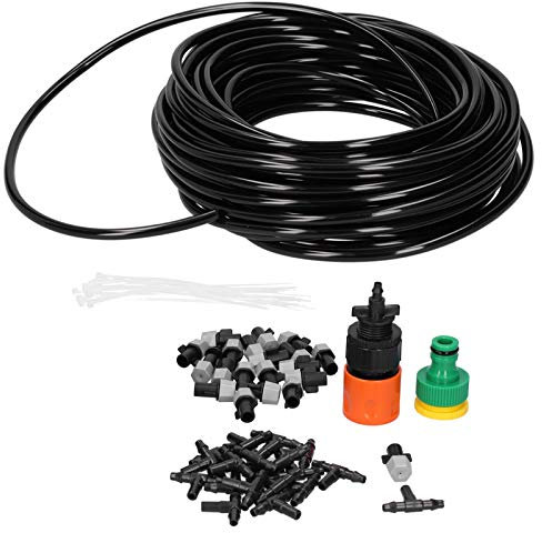Kit de boquilla aspersora de jardín de 20 m con riego automático, nebulización fina para terrazas y cestas colgantes, herramientas de riego para cultivos florales