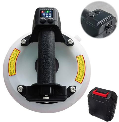 Electric Vacuum Suction Cups with Type C Charging Port, Tile Suction Cup, Glass Suction Cups, Glass Suckers, Electric Suction Lifter, Load over 200 kg, for Rough and Smooth Surfaces