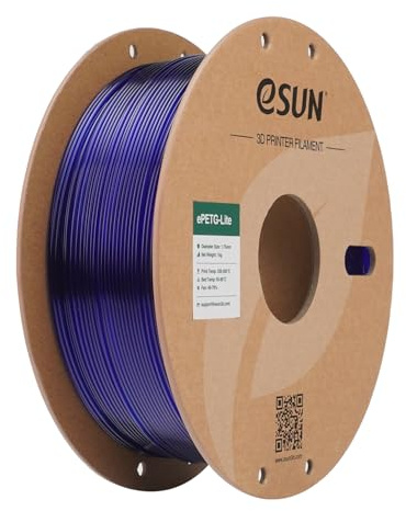 eSUN Hohe Zähigkeit PETG Basic 1.75mm Filament, Transparent Blau, 1KG | Hohe Zähigkeit PETG Filament, 1KG Spule (2.2 LBS) 3D-Druck Filament für 3D-Drucker