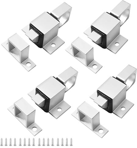 Catenaccio per Porta, 4 Pezzi Chiavistello a Molla Chiavistello per Cancello in Alluminio Serratura a Scorrimento Piccolo Blocco Porta Interno per Finestre Porte in Legno Cancello da Giardino
