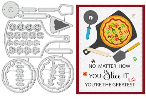 BENECREAT Pizza Cutting Dies, Food Pan Carbon Steel Template Metal Embossing Stencils for Paper Card Making Decoration DIY Scrapbooking Album Craft Home Decor