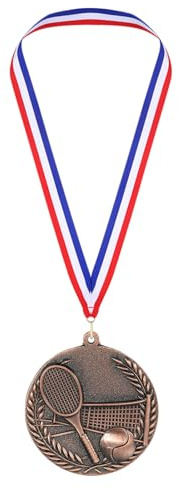 PATIKIL Medallas de Metal, Medalla de Premio de Tenis, con Cinta Multicolor, para Juegos y Competencias Deportivas (Cobre, 6.8cm