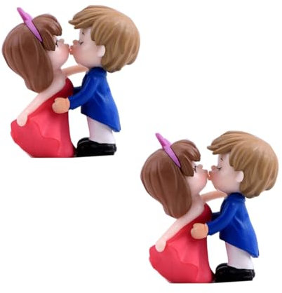 TOYANDONA 2 Paar Miniatur-kusspuppen Landschaftsornamente Heimdekor-statue Hochzeitstortendekoration Robustes Material Leicht Zu Pflegen