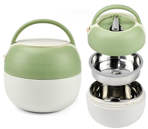 YBCCBY Boîte Alimentaire Isotherme 800ml, Boîtes Thermos pour Repas Chaud Thermos Repas Chaud avec Cuillère Pliable Porte Aliments en Acier Inoxydable à Double Couche pour Ecole, Bureau
