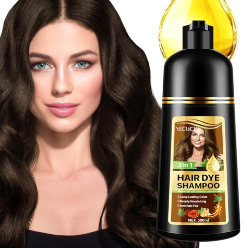 Champú de deep café natural para teñir el cabello 3 en 1, Champú de Color Para el Cabello Instantáneo,champú para tinte de pelo natural y duradero para hombres y mujeres