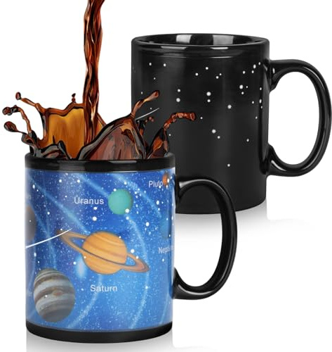AOOTE Tasse Magique, Système Solaire Tasse à Café, Tasse Qui Change de Couleur avec la Chaleur, Mugs et Tasses à Café, Tasse en Céramique, pour Famille, Ami, Collègue, Anniversaire (12oz)