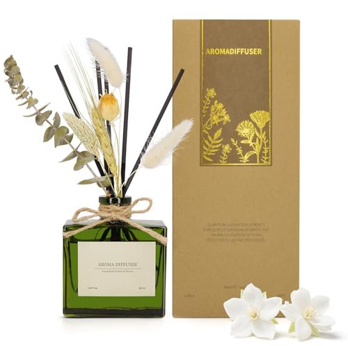 Saussavita Profumatore per Ambienti, Fragranza Gelsomino & Giglio, 180 ml Diffusore Profumo Ambiente 120 Giorni di Lunga Durata con Bastoncini per Casa Bagno e Ufficio, Decorazione della Casa