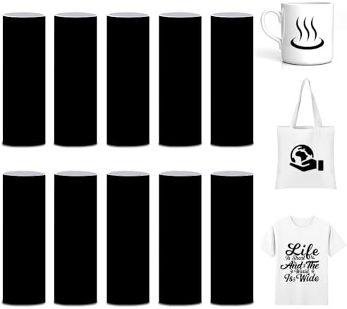 Schwarz Infusible Transfer Ink Sheets 10 Stück Infusible Ink Folie 11.5x30.5cm Infarbiges Transferpapier Unlöslich Sublimationstintenblatt für Wärmepressmaschine für DIY T-Shirt Tasse Untersetzer