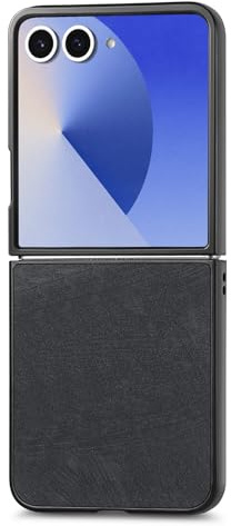 COQUE pour Samsung Galaxy Z Flip 7, Étui Fin en Cuir Motif rétro pour Samsung Galaxy Z Flip 7-Noir