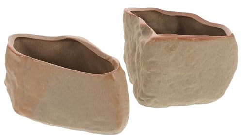 BEBEMOKO 2piezas Macetas Pequeñas De con Suculentas De Piedra para Cactus Plantas Verdes De Interior para Escritorios Estanterías y Espacios Pequeños