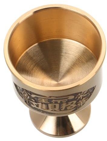 Copa de Latón Dorado para Altar Relieves E Inscripciones Sagradas