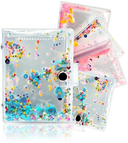 Mini Photo Album for Fujifilm Instax Mini Film, ldeal for Polaroid 2x3 Instant Photos Album, Kpop Photocard Binder, Kids Small Photo Album Birthday Gifts, 32 Pockets, Shiny Color Scheme (Blue)