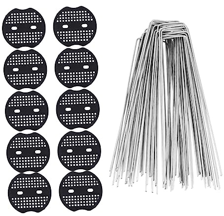 AKOOSY 50 Piezas Clavos para Fijación de Césped y Jardín con Arandelas Amortiguadoras Grapas Resistentes para Exterior y Terraza