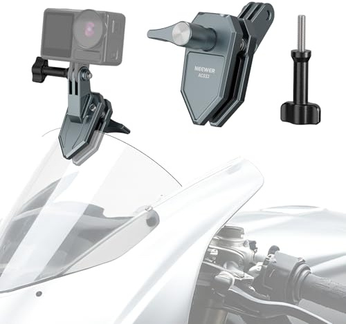 NEEWER Supporto Morsetto per Action Camera da Parabrezza Moto, Clip, AC032 | Adattatore a 3 Punte, Compatibile con GoPro Hero 13/12, DJI Action 6, Osmo 360, Insta360 Ace Pro, per Riprese POV