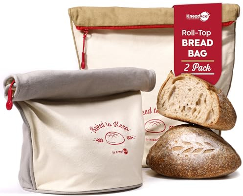 KNEADACE Sourdough Bread Bags for Homemade Bread, 2 Pack Reusable Cotton