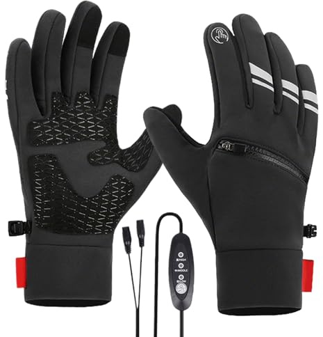 Zestivra Gants de travail chauffants - Trois niveaux de température - Pour écran tactile - Rechargeables - Avec poche - Pour hommes et femmes - Activités de plein air - Ski - Snowboard - Chasse