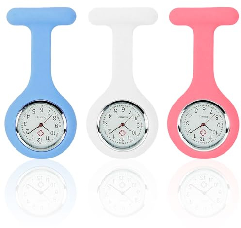 VQUNBG 3 Pcs Montre à Gousset d’Infirmière, Montre Trotteuse avec Clip en Silicone, Professionnels de la Santé