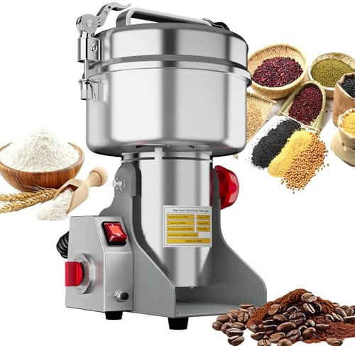 MOOTACO 2500g Electric Grain Grinder,Stainless Steel 25000RPM Grain Mill | High Speedy Commercial Spice Grinding with Overload Protection for Nuts/Cereals/Coffee