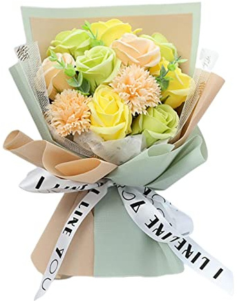 Wswqop 11 Piezas Ramo de Flores de Jabón Bouquet Decorativo Ornamentación Floral Flor Artificial Rosa Jabones Adecuado para Decorar Mesa Oficina Fiestas