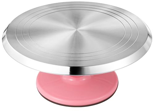 SWEWARM 12 in Aluminum Alloy Cake Stand Turntable, Revolving Decorating Platform with Non-Slip Base, Smooth 360° Rotating Display for Cake Baking, Frosting, Piping and Dessert Making