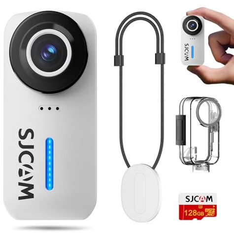 SJCAM C110 - Videocamera Vlogging per creatori di YouTube, 4K 200 min, scheda da 128 GB, stabilizzazione EIS, zoom 8x, videocamera tascabile impermeabile fino a 30 m, mini telecamera per il corpo